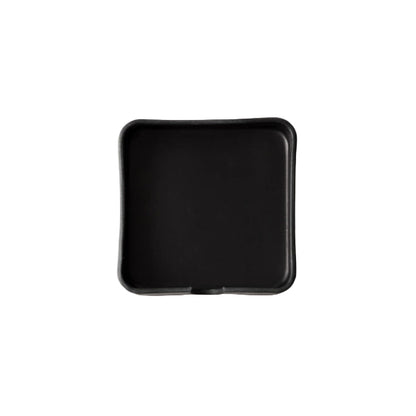 Black square tray on a white background