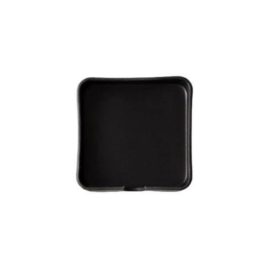 Black square tray on a white background