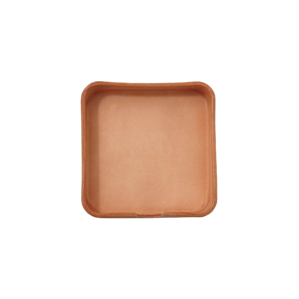 Leather square tray on a white background