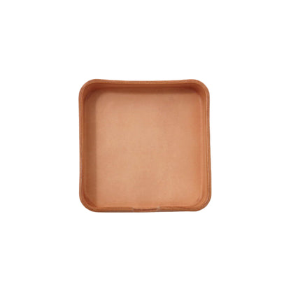 Leather square tray on a white background