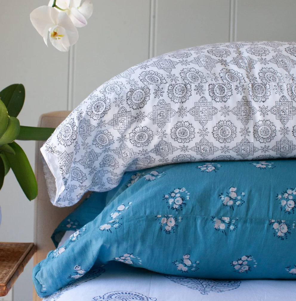SS25 - Kerry Cassil - Hand Block Printed Cotton Pillowcase Set | Blackbird - 2