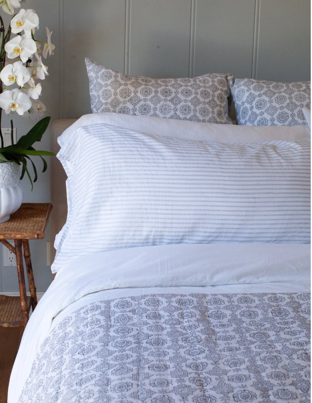 SS25 - Kerry Cassil - Hand Block Printed Cotton Pillowcase Set | Blackbird - 3