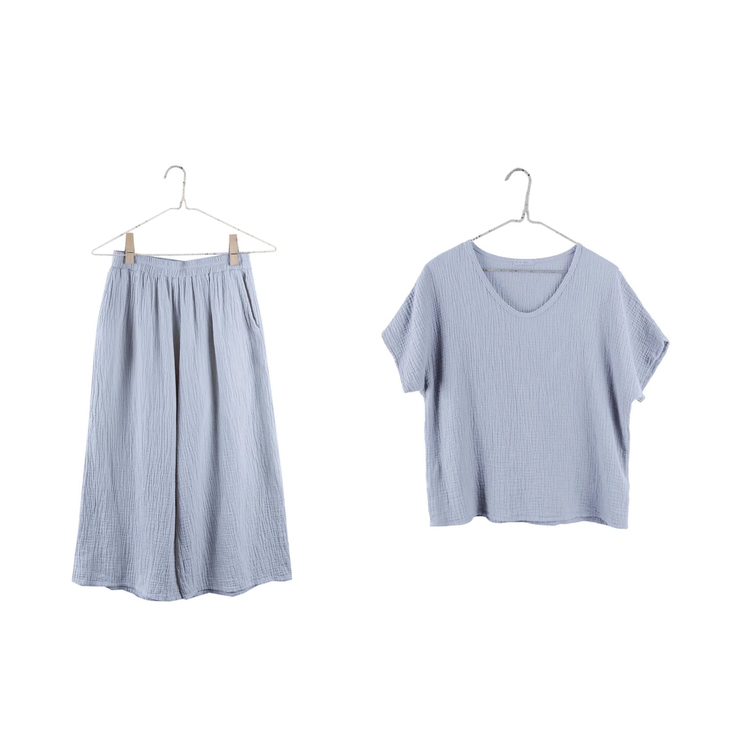 Organic Gauze | 2pc Set | Heather Blue