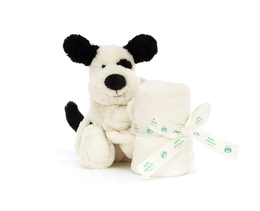 SS25 - Jellycat - Bashful Black & Cream Puppy | Soother - front 1 