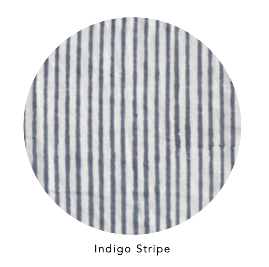 SS25 - Kerry Cassil - Hand Block Printed Cotton Pillowcase Set | Indigo Stripe - 4