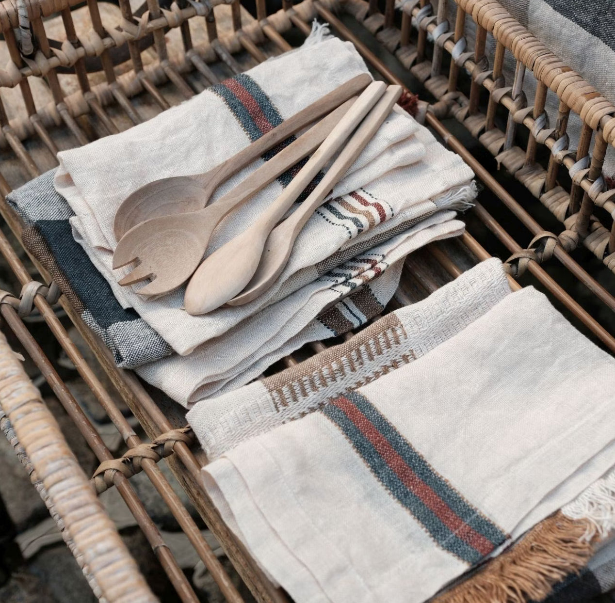 SS25 - LIBECO - Perry Napkin | 2pc Set | Railroad Stripe - lifestyle 2 