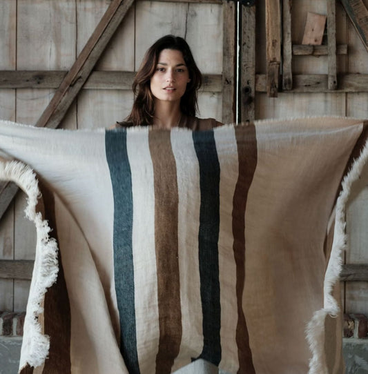 SS25 - Libeco - Belgian Linen Fouta | 43x71" | Dakota Stripe - front lifestyle 1 