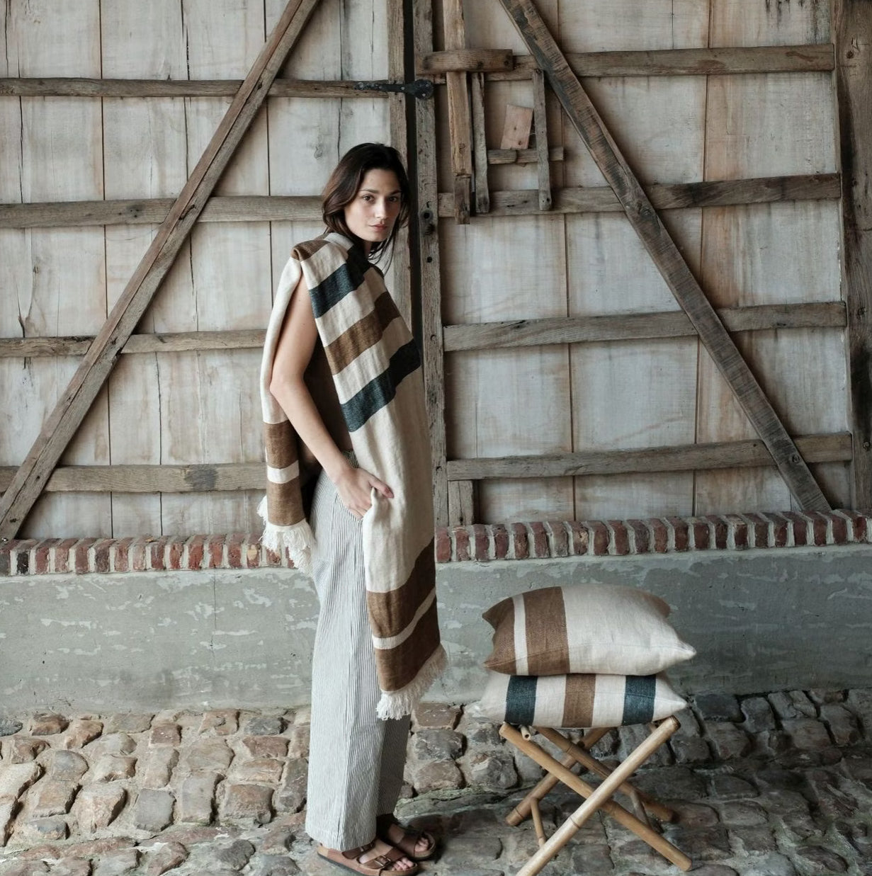 SS25 - Libeco - Belgian Linen Fouta | 43x71" | Dakota Stripe - on person 2 