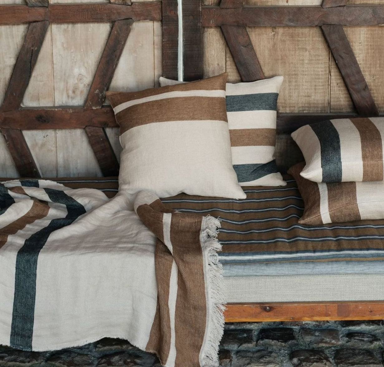 SS25 - Libeco - Belgian Pillow Cover | 20x20" | Railroad Stripe - lifestyle 2 