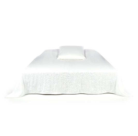 SS25 - Libeco - Hudson Linen Blanket | 130x89" | Optic White - on bed 1 