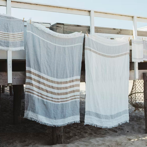 Libeco The Belgian Towel Fouta in Ash Stripe Lifestyle