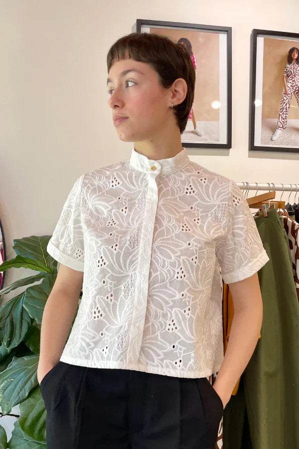 SS25 - Marigold Montreal - Nicky Top in White Embroidery - front 1 