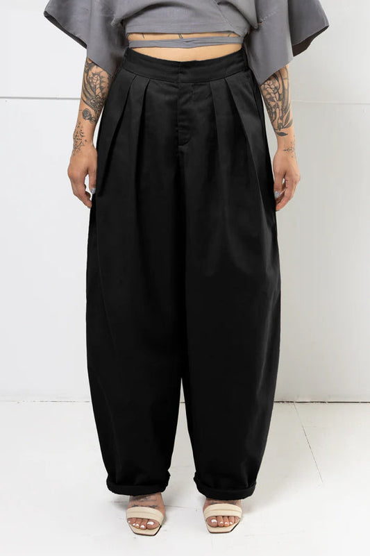 SS25 - Mercy House - Lucas Pleated Pant in Black - front 1 