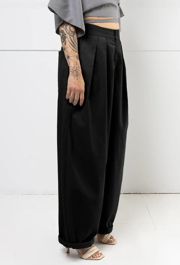 SS25 - Mercy House - Lucas Pleated Pant in Black - side 2 