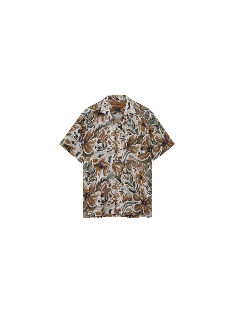 SS25 - Mosh Mosh - MMGBabel Sun Linen Shirt - Forest Green - display front 4 