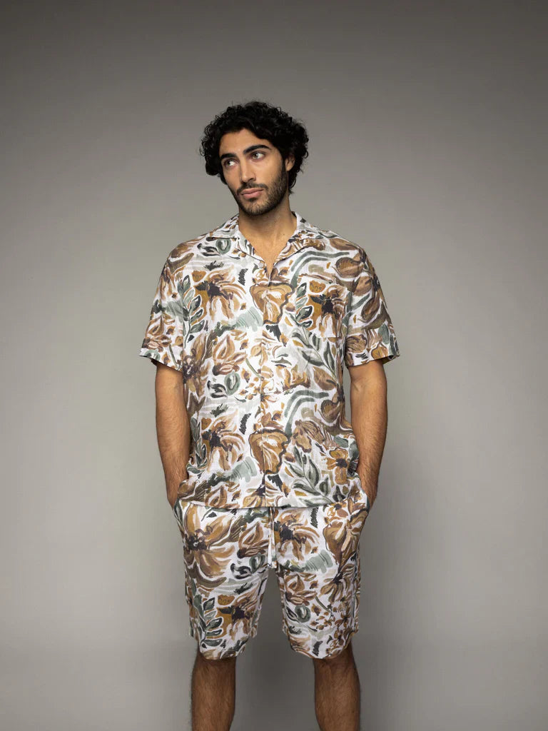 SS25 - Mosh Mosh - MMGBabel Sun Linen Shirt - Forest Green - full front 3
