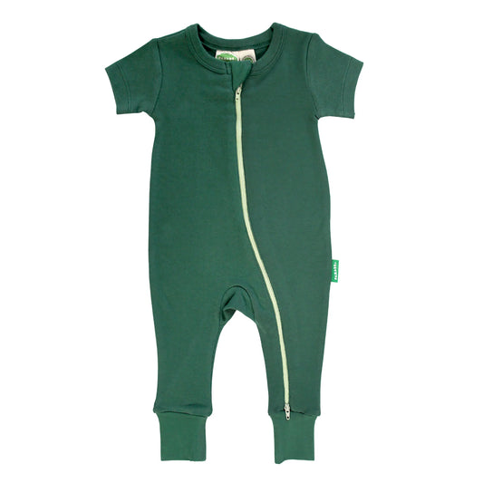 Essential Basics 2-WayZip | S/S Romper | Emerald Green