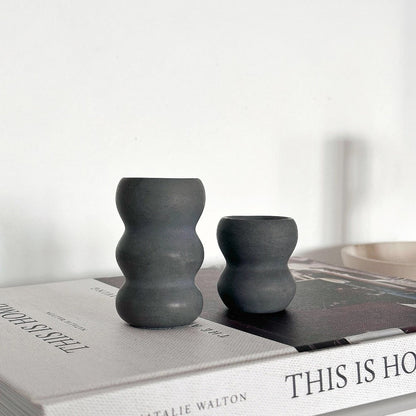 SS25 - Planet Y - Wavy Candle Holder | Set of 2 | Charcoal