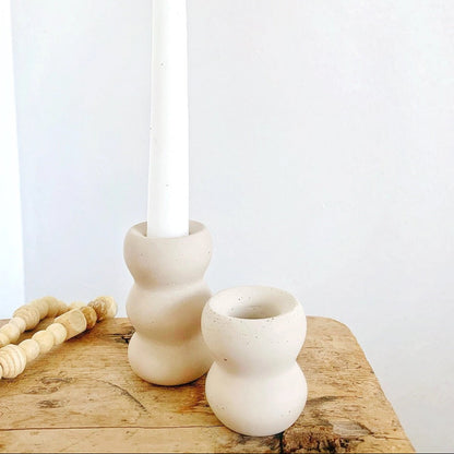 SS25 - Planet Y - Wavy Candle Holder| Set of 2 | Ecru 