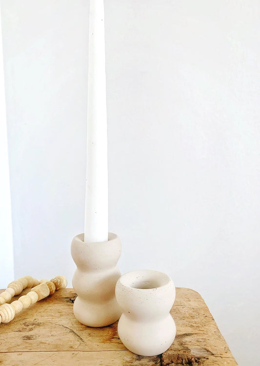 SS25 - Planet Y - Wavy Candle Holder| Set of 2 | Ecru 