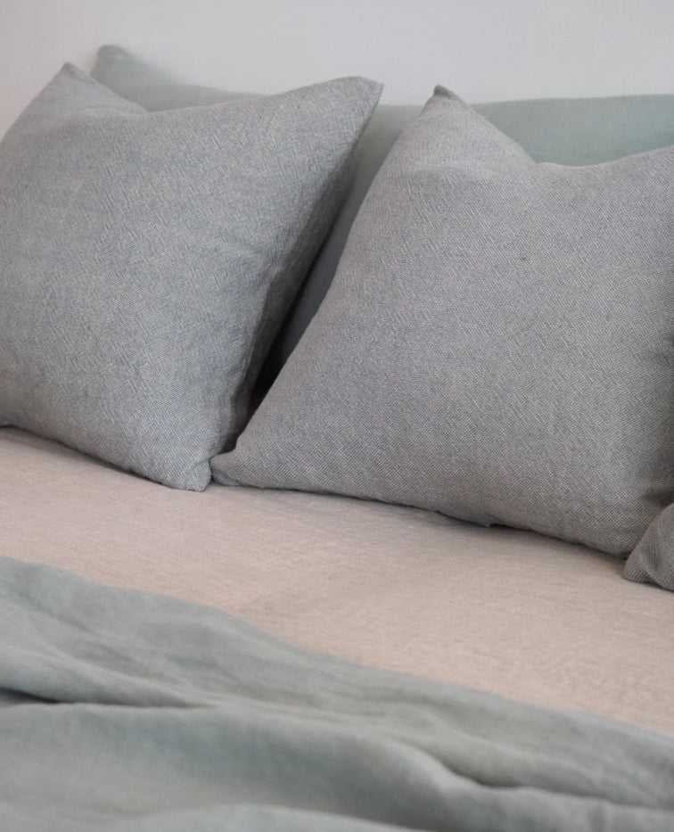 SS25 - Sömn - Harper Square Sham Cover | Ocean Teal - on bed 4 