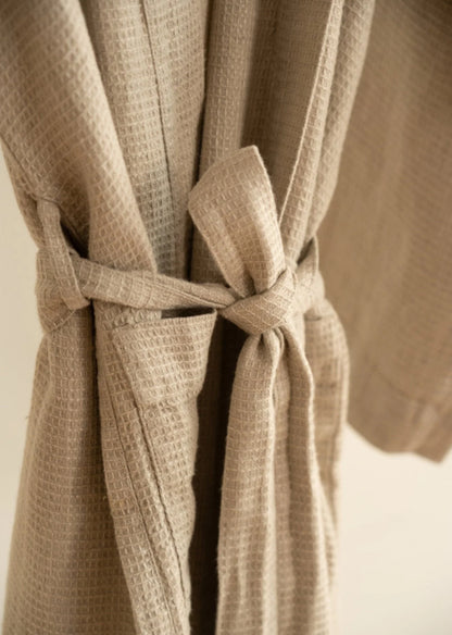SS25 - Sömn - Waffle Linen Bathrobe | Natural 3