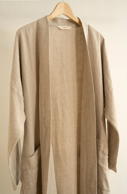 SS25 - Sömn - Waffle Linen Bathrobe | Natural 4