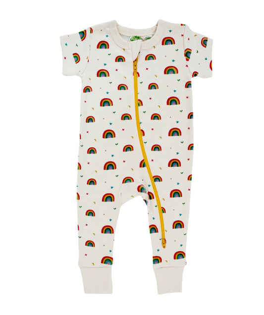 SS25 - Signature | 2Way Zip | S/S Romper in Rainbows - Parade Organic 