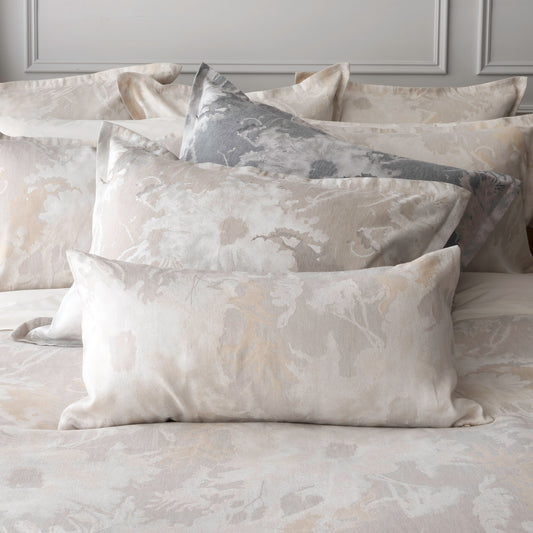 St Geneve Blossom Cushions and Shams in Moonlight, Oyster, and Parchment
