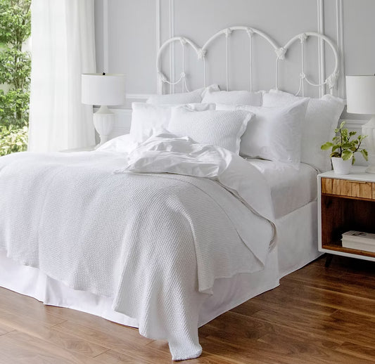 SS25 - St Genève - Michelle Throw | White - on bed 1 