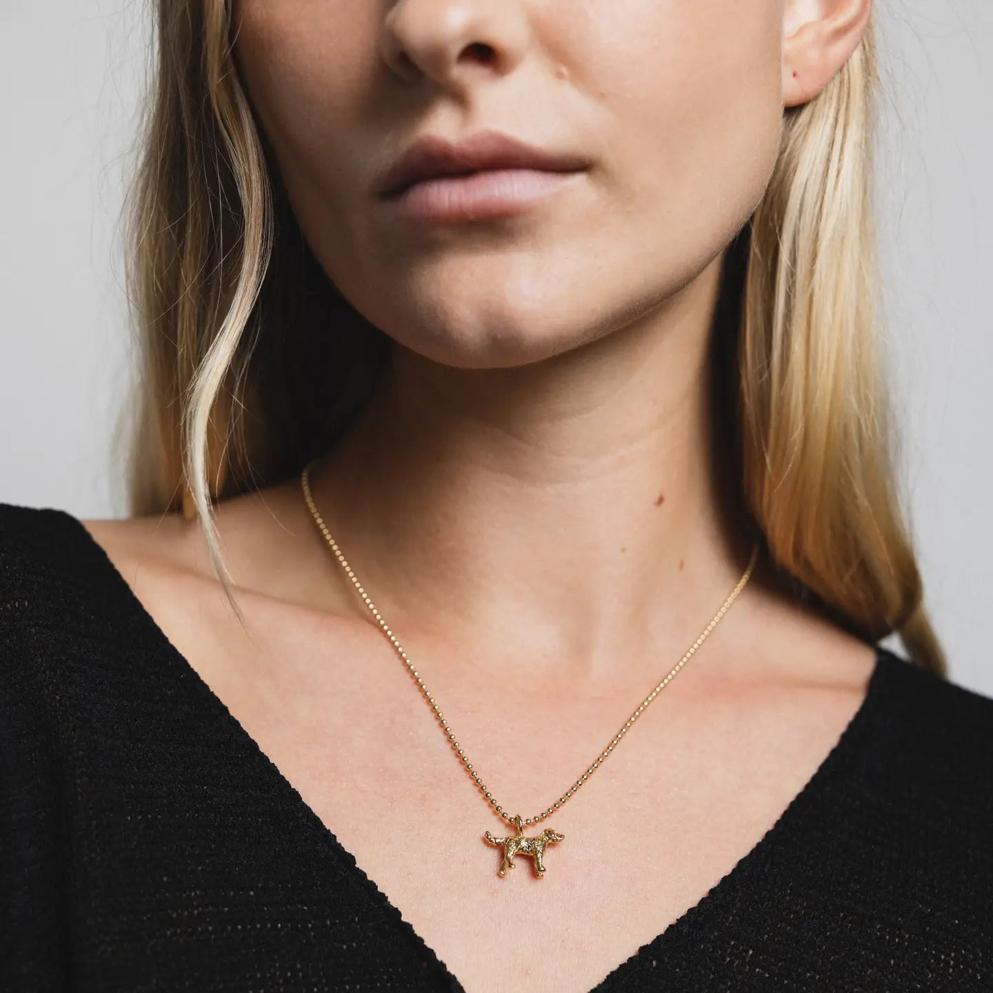 Dog Charm Necklace | Gold
