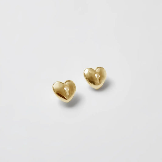 Heart Lock Studs | Gold