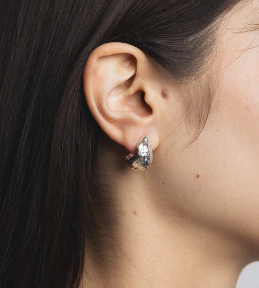 SS25 - Wolf Circus - Roden Hoops | Sterling Silver | Textured - on model 1 