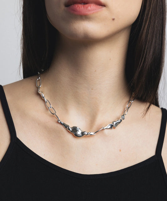SS25 - Wolf Circus - Tidal Necklace | Sterling Silver - on model 1 