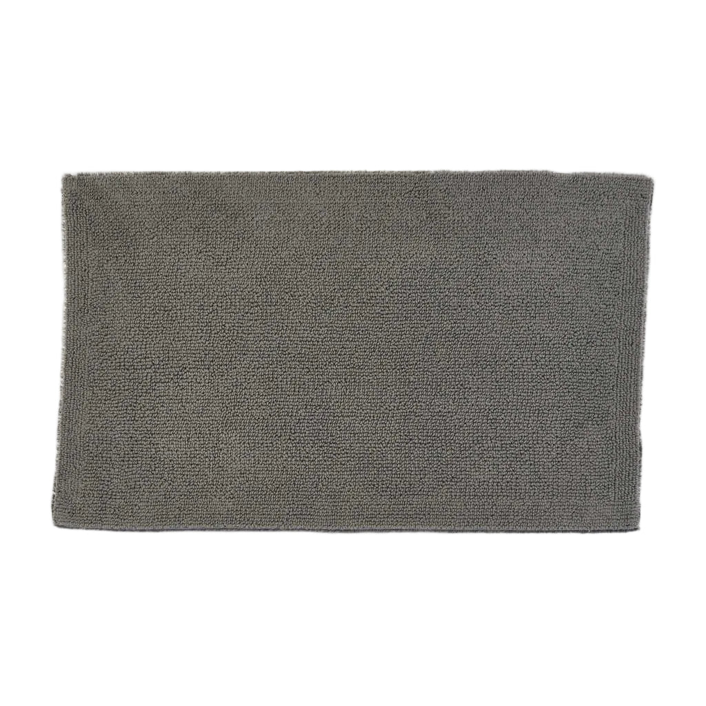 Gray rectangular bath rug on a white background