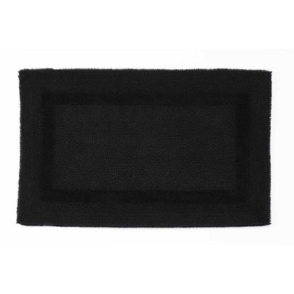 Black rectangular bath mat on a white background