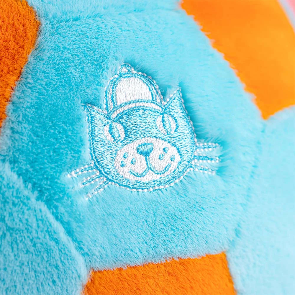 Jellycat Football/Soccer Ball in Blue and Orange Closeup