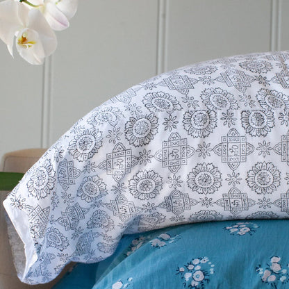 Kerry Cassill Block Print Pillow Case Black Bird