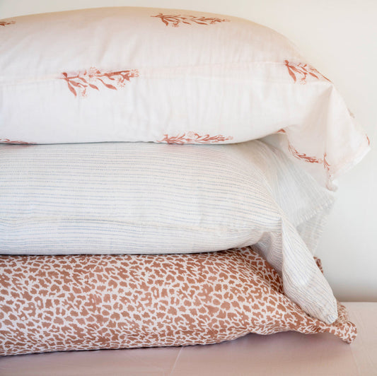Hand Block Printed Cotton Pillowcase Pair | Assorted Patterns