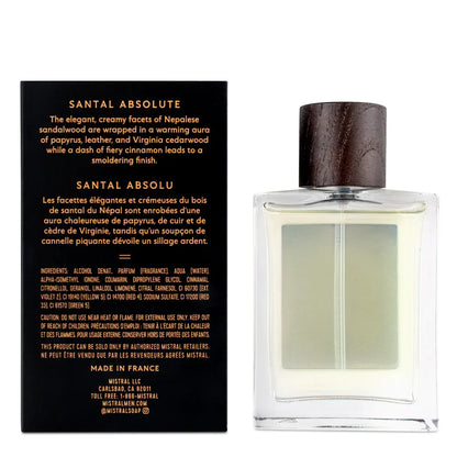Perfume bottle with a black label on a white background