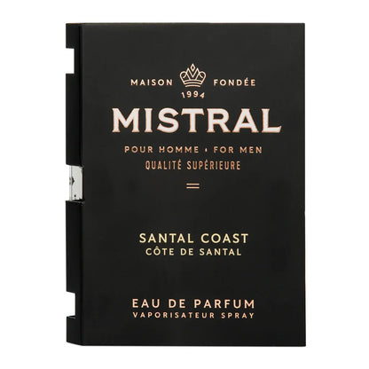 Mistral Santal Coast Eau de Parfum packaging on a white background