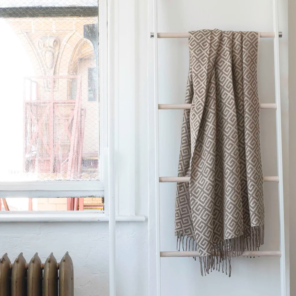 St Geneve Bruno Baby Alpaca Throw Blanket in Almond