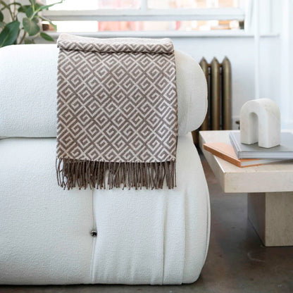 St Geneve Bruno Baby Alpaca Throw Blanket in Almond