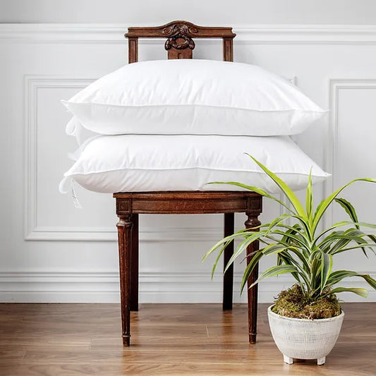 Two white St Geneve down pillows with a goose down fill