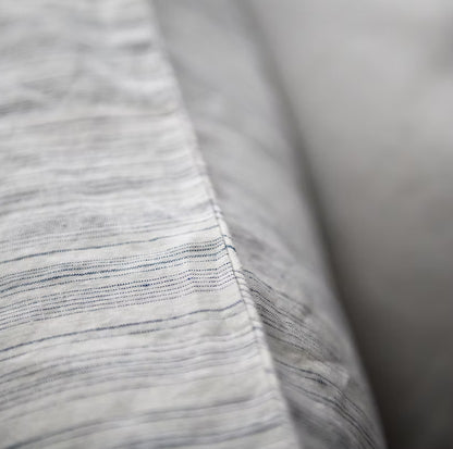 St Genève - Colette Stripe Linen | Pillowcase Pair | French Blue - close up  2
