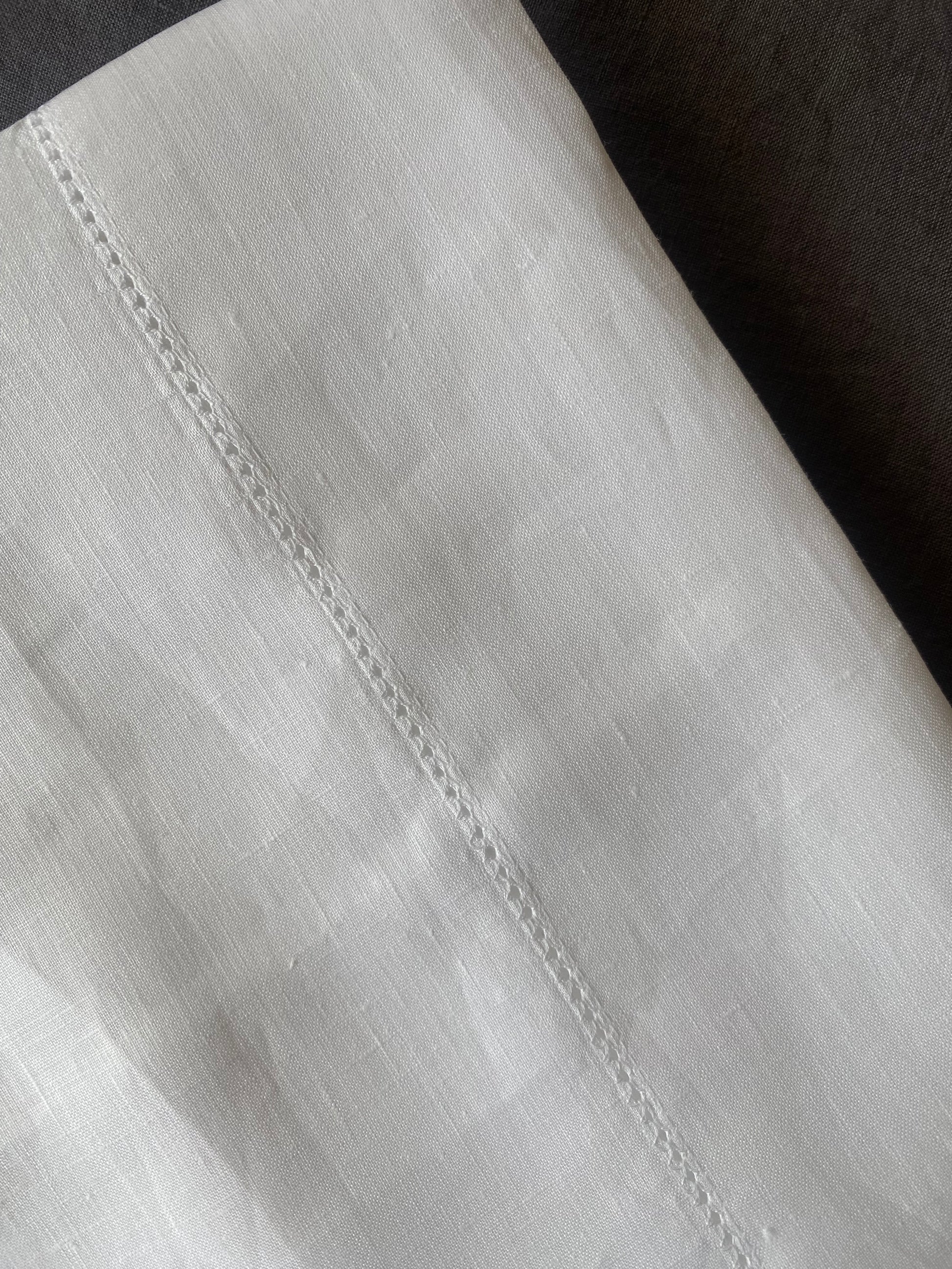St Genève - Linen Premier Pillowcase Pair | White | King - close up details 1