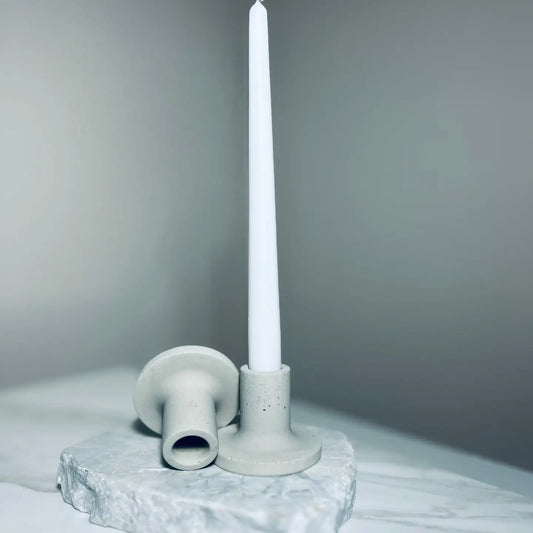 Wind & Willow Co - Set of 2 Concrete Candlestick Holder
