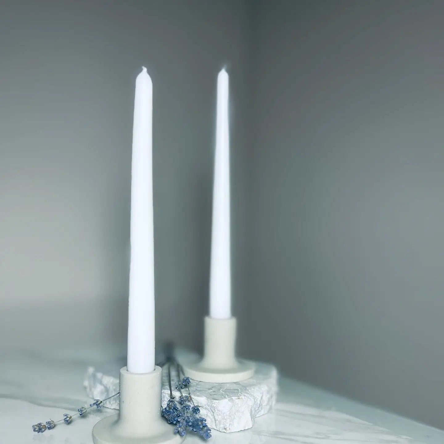 Wind & Willow Co - Set of 2 Concrete Candlestick Holder 2 