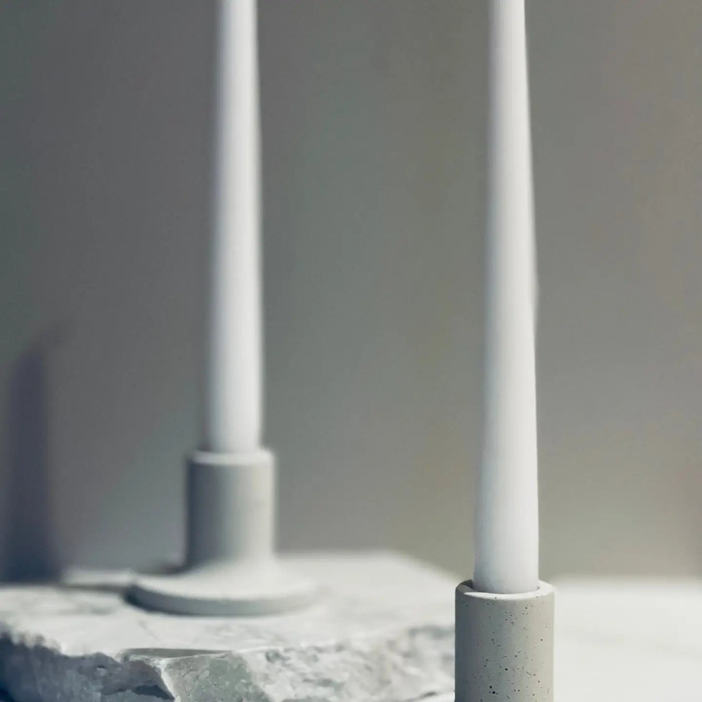 Wind & Willow Co - Set of 2 Concrete Candlestick Holder 3