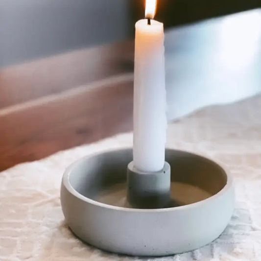 Wind + Willow Co - concrete candlestick with bowl base 